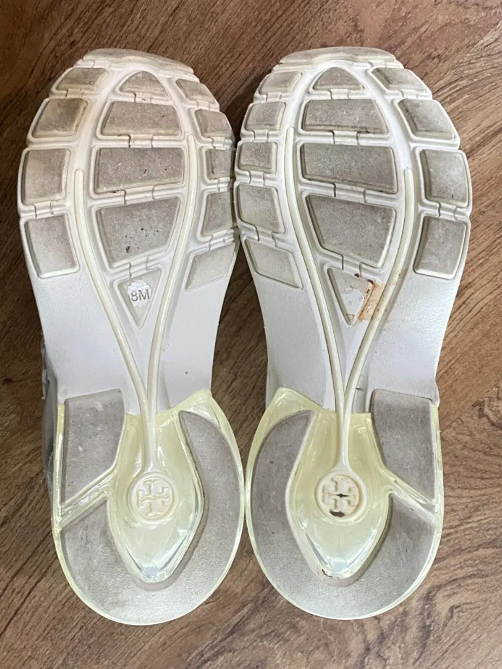White/Beige Tory BURCH Sneakers with Black/White Shoe Strings-Sz 8